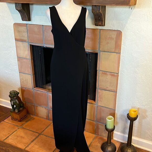 Emanuel Ungaro black sleeveless faux wrap gown, 8! - Picture 1 of 13